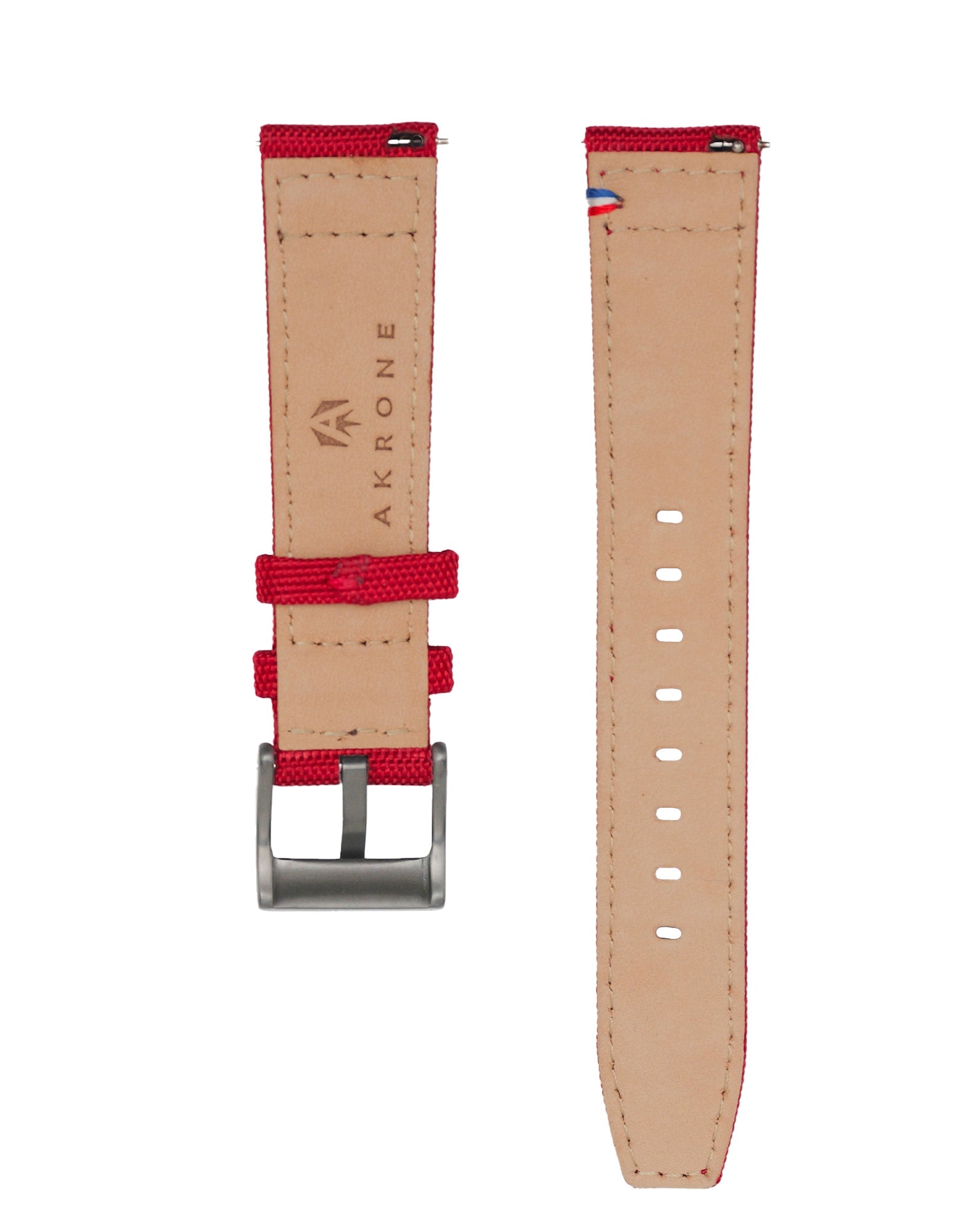 Bracelet nylon rouge doublure cuir